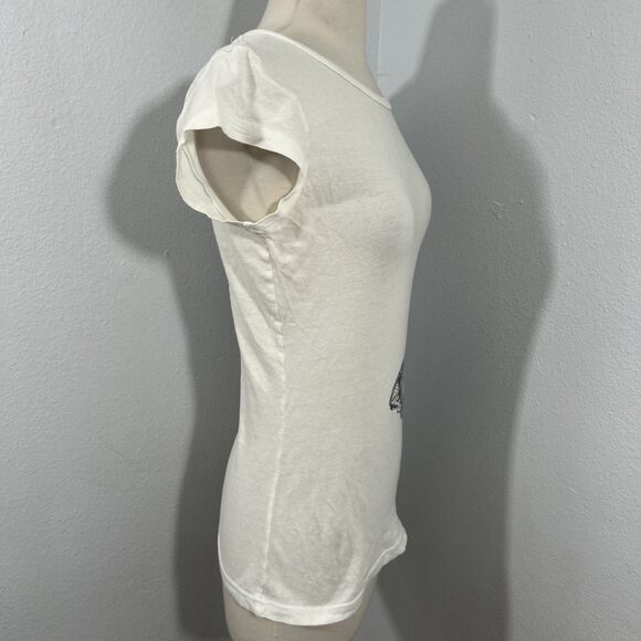 Max Azria  Tee Top Womens 6 White Butterfly  Casual Y2K‎ 90s - Picture 4 of 5